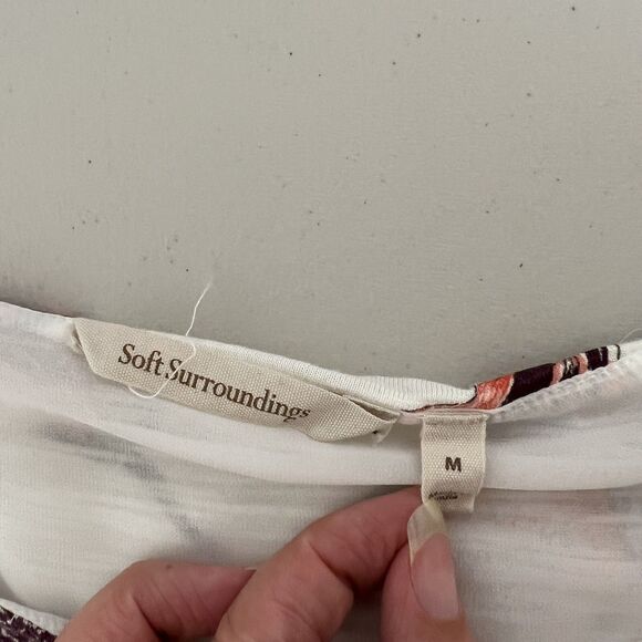 Soft Surroundings Petal Floral Sequin Tunic Top M Boho Boat Neck Long Sleeve - Picture 6 of 15